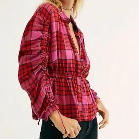 NWT Free People Pacific Dawn Plaid Shirt - Picture 2 of 4